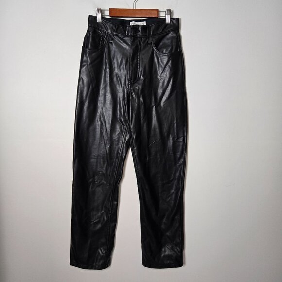 Abercrombie & Fitch Size 27 Short 90's Straight High Rise Faux Leather Pants - Picture 1 of 13